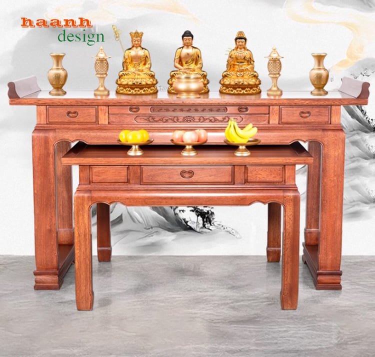 bàn thờ gỗ đẹp gỗ gõ đỏ tự nhiên