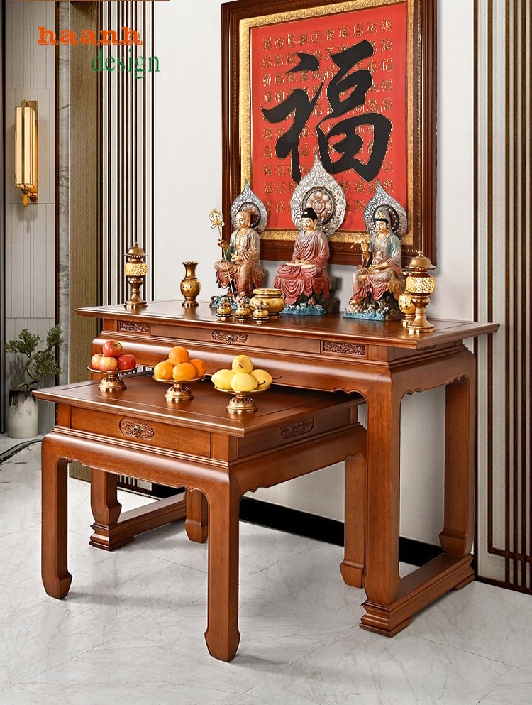 bàn thờ gia tiên gỗ hai tầng
