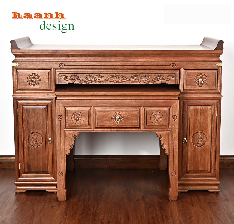 Bàn thờ hai tầng giả cổ gỗ tự nhiên