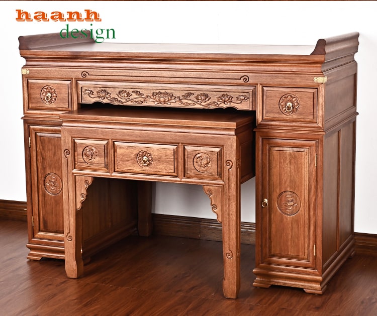Bàn thờ hai tầng giả cổ gỗ tự nhiên