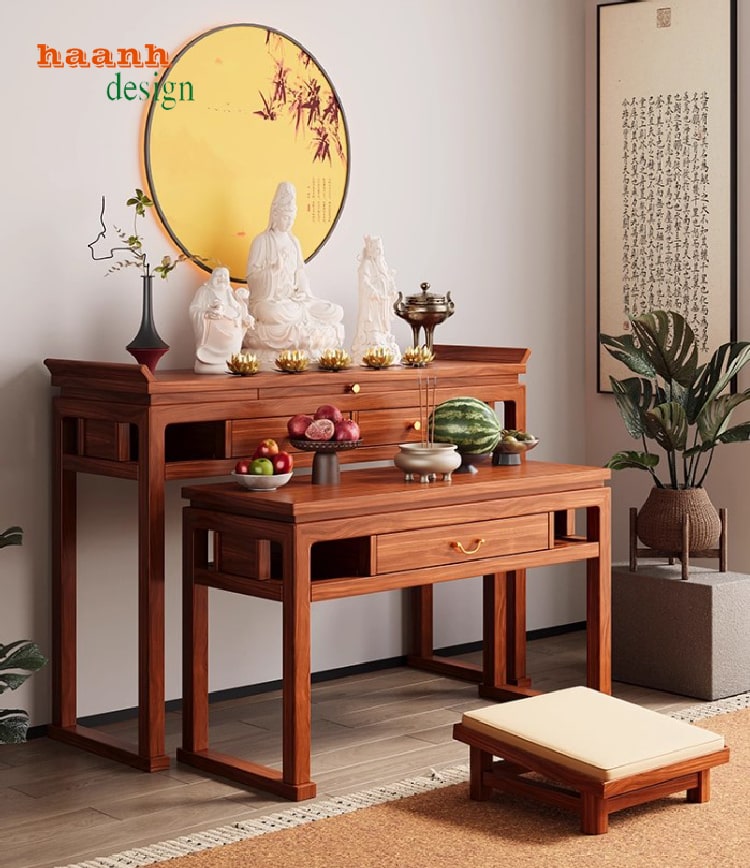 Bàn thờ Phật gỗ hương tự nhiên đẹp, sang trọng
