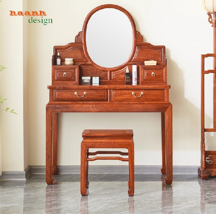 bàn phấn gỗ tự nhiên đẹp với chất liệu gỗ gõ đỏ Nam Phi