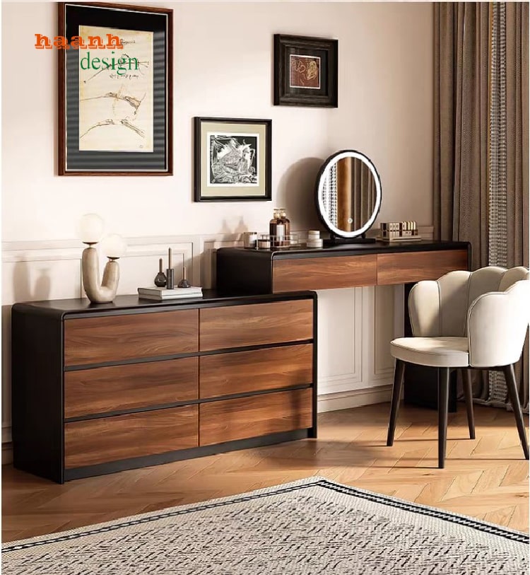 Bộ bàn trang điểm hiện đại sử dụng phụ kiện Cariny cao cấp
