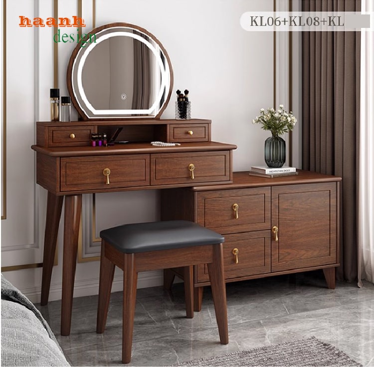 bàn trang điểm gỗ sồi tự nhiên