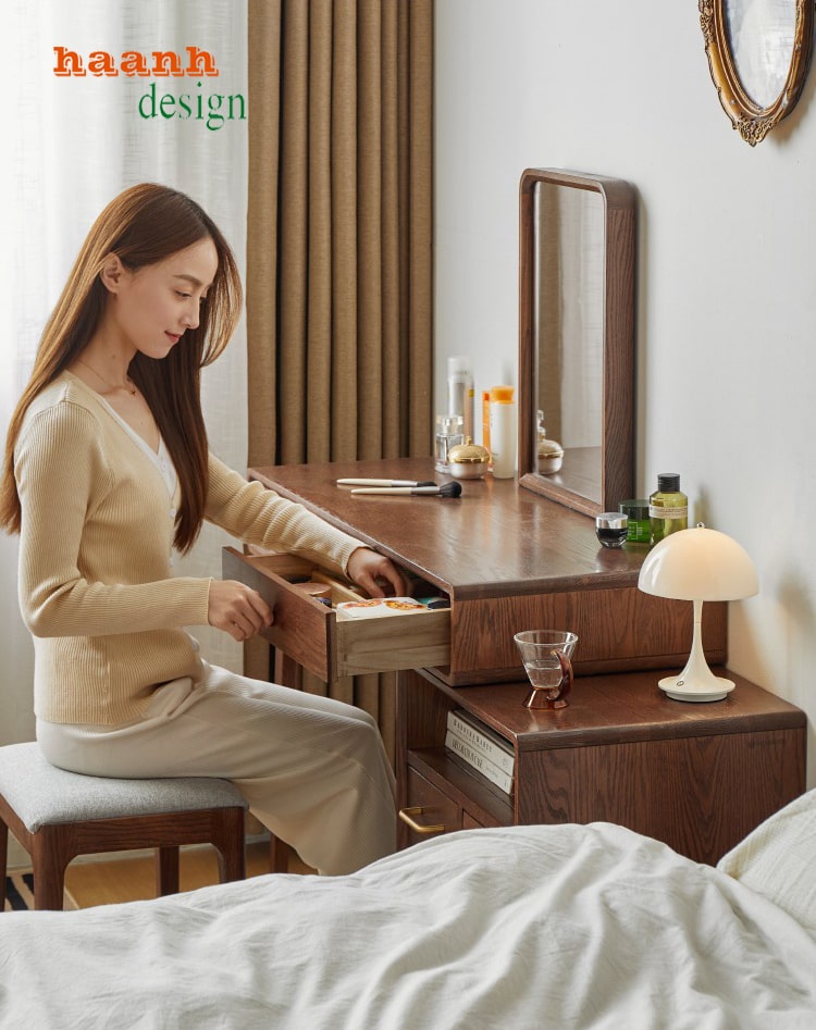bàn trang điểm gỗ sồi