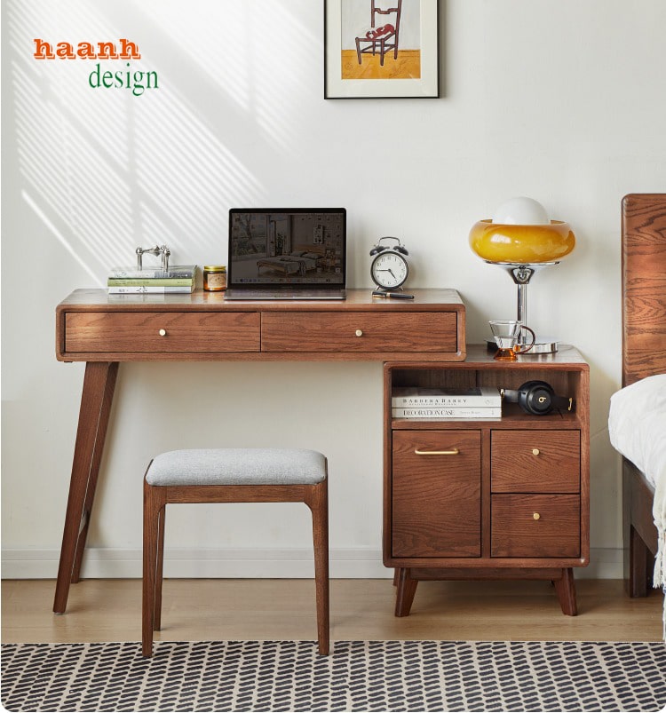 bàn trang điểm gỗ sồi