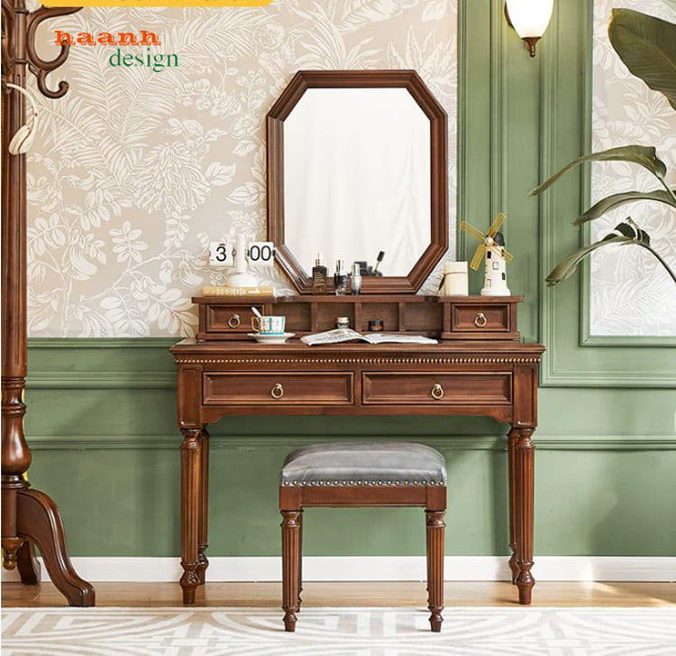 bàn gỗ trang điểm gương lớn tiện dụng