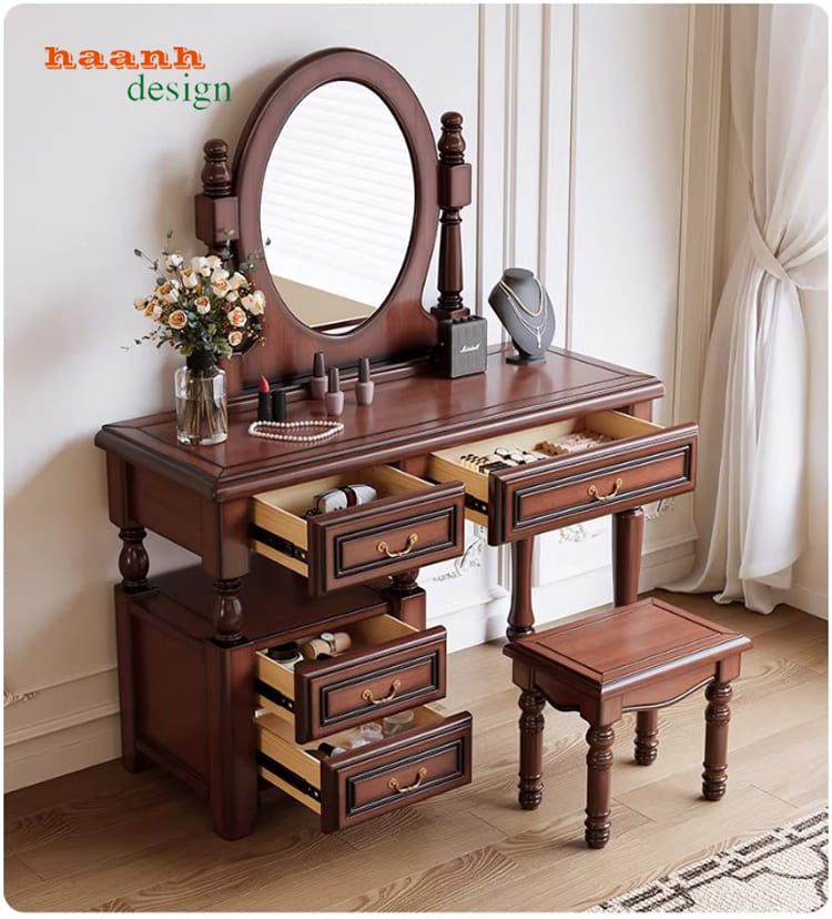 bàn phấn tân cổ điển nhiều ngăn tiện ích