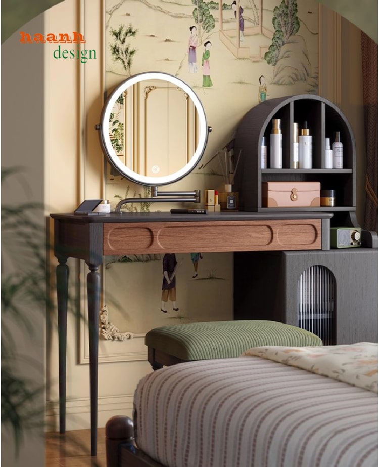bàn gỗ trang điểm phong cách cổ điển