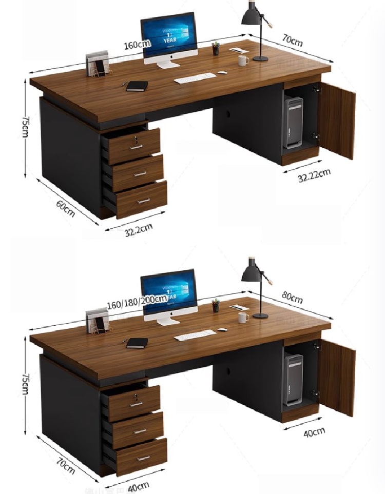 không gian văn phòng với bàn ghế trưởng phòng gỗ melamine