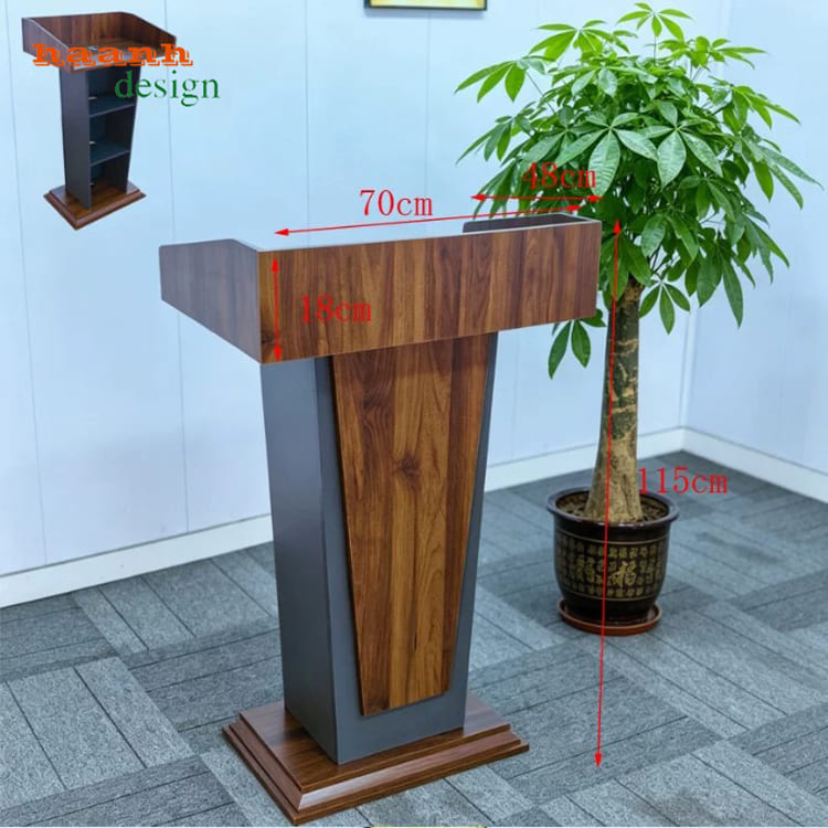 BPB 010 - kích thước với phối màu nâu xám Bục phát biểu BPB 010 kích thước 70 x 48 x 115 cm phối nâu xám