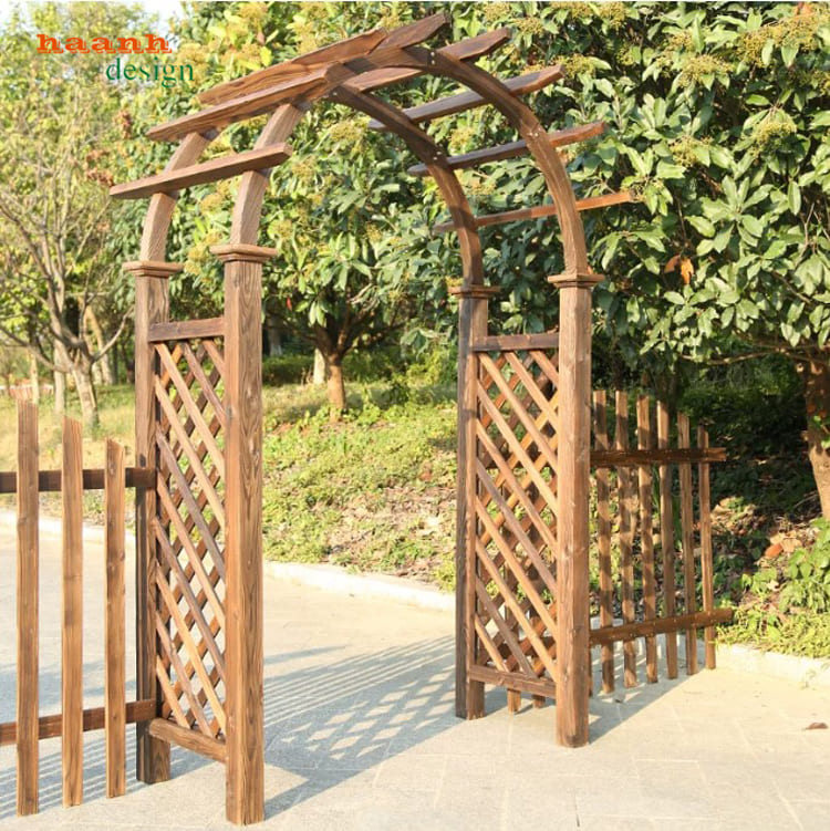 Cổng gỗ Teak tự nhiên cao cấp bền đẹp theo thời gian-CVM 011