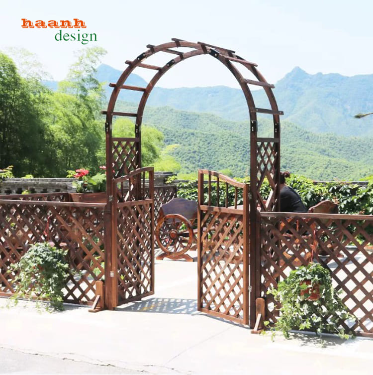 cổng gỗ ngoài trời gỗ teak tự nhiên nhập khẩu