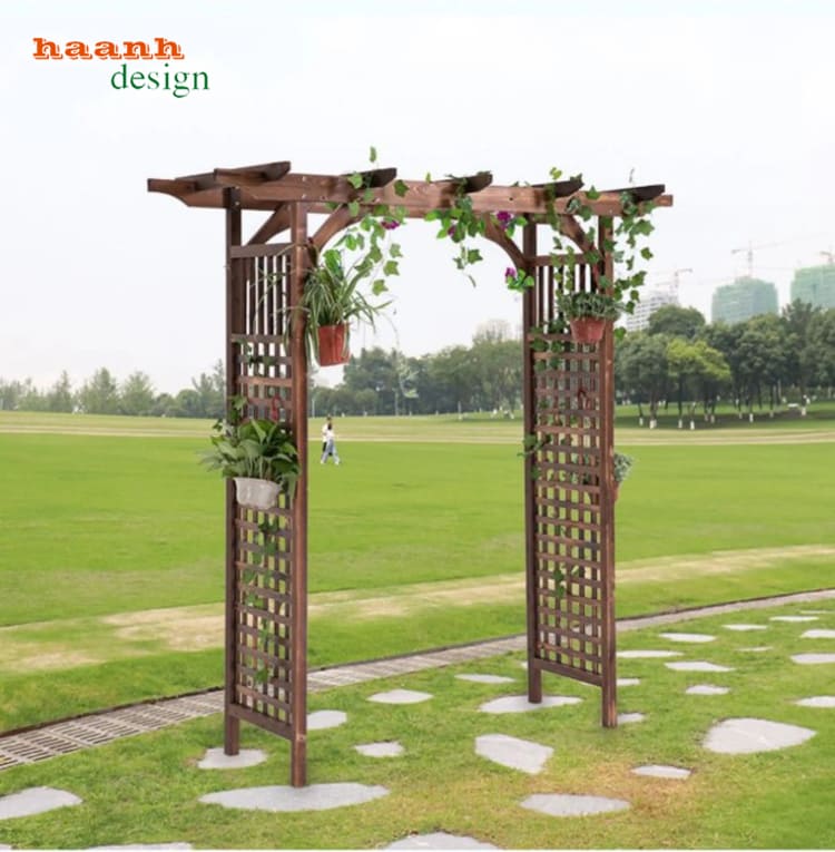 cổng gỗ ngoài trời gỗ teak cao cấp hoàn thiện