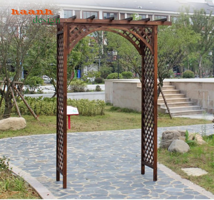 cổng gỗ ngoài trời phong cách hiện đại