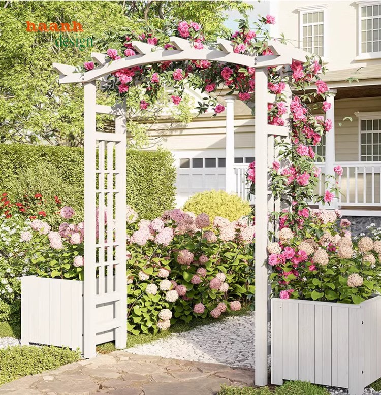 cổng gỗ teak tự nhiên ngoài trời