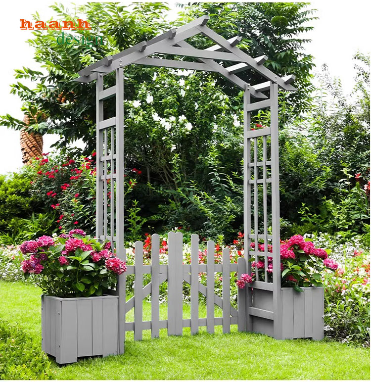 Cổng gỗ tự nhiên sân vườn ngoài trời