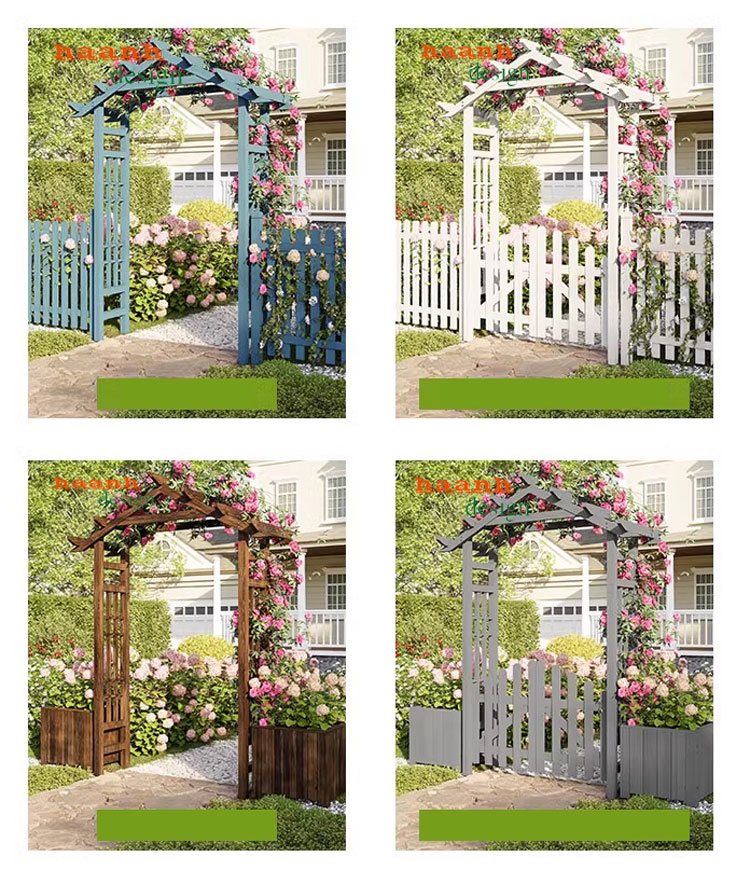 Cổng gỗ tự nhiên sân vườn ngoài trời