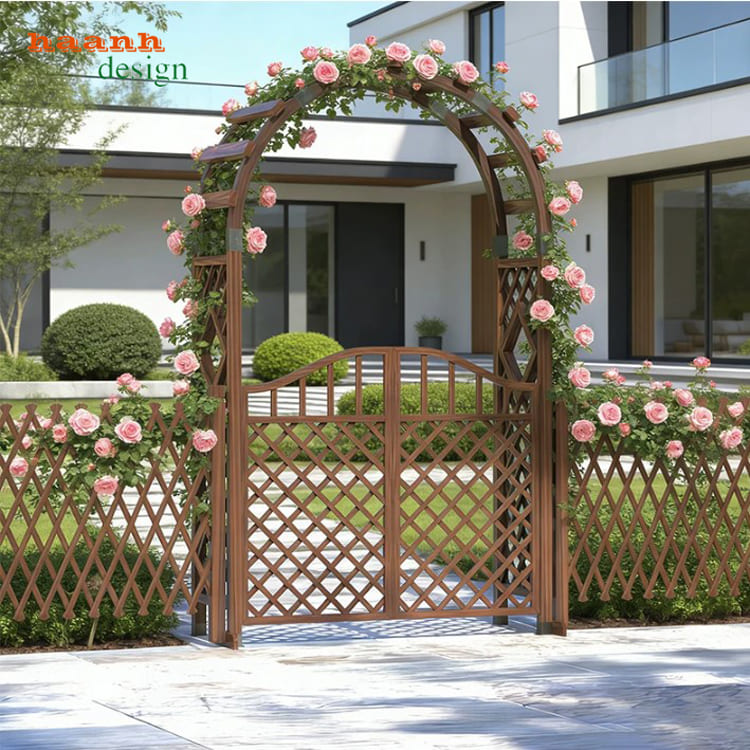 Cổng vòm sân vườn dáng cong kết hợp giàn leo - CVM 012