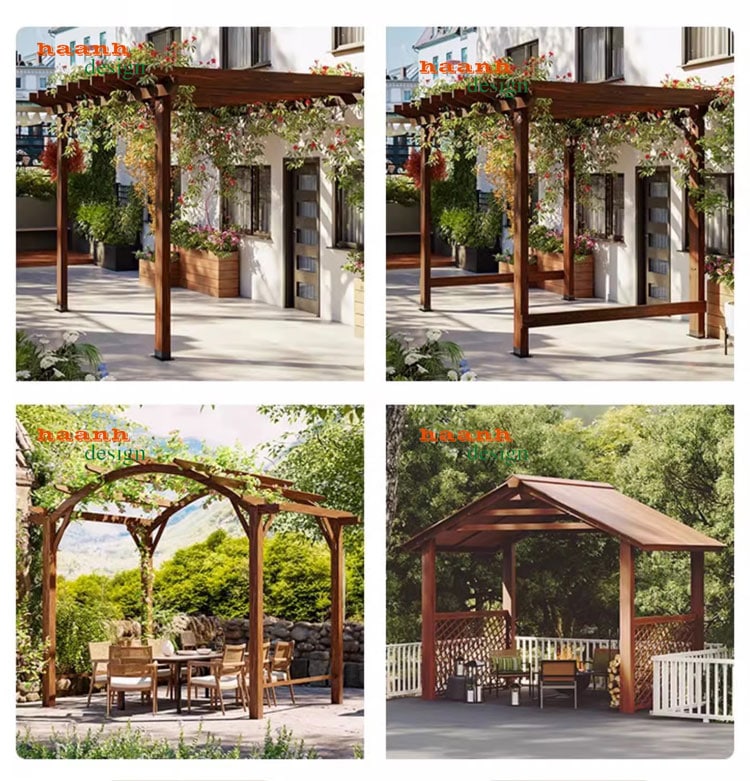 Trang trí sân vườn bằng gỗ