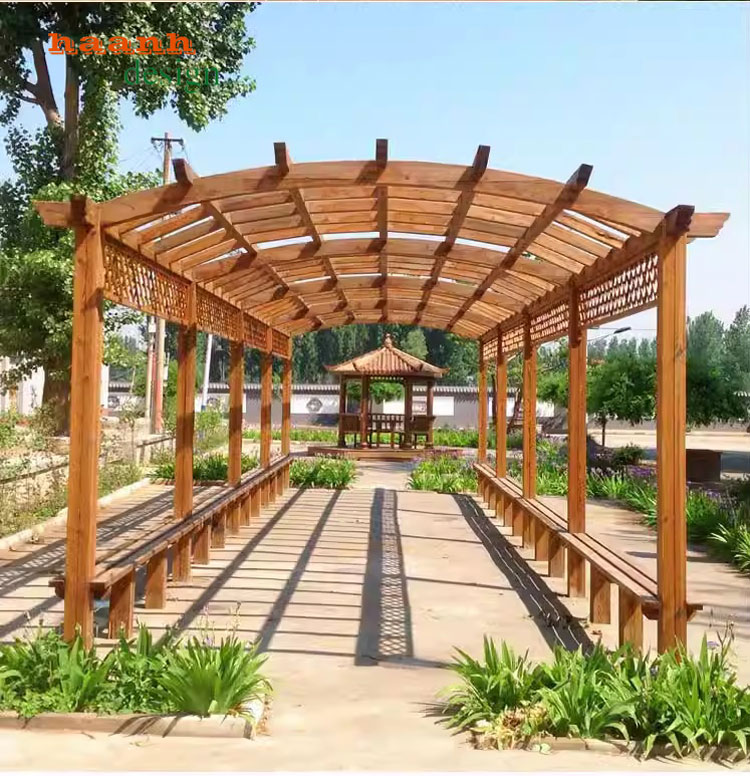 Dàn gỗ trang trí sân vườn Tạo nên không gian xanh đẹp mắt-DGT 001