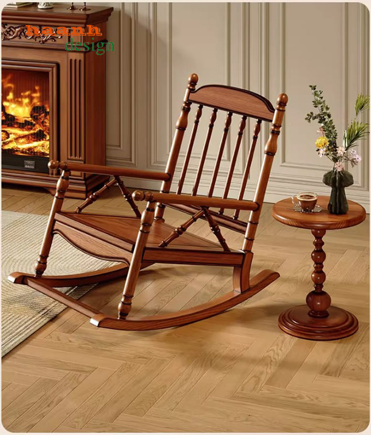 ghế gỗ bập bênh thư giãn decor nội thất
