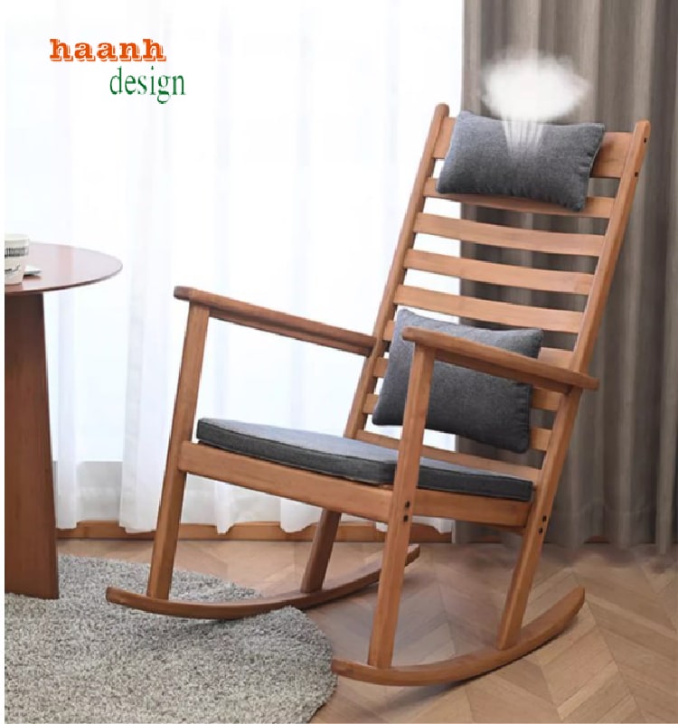 Ghế thư giãn đọc sách làm từ gỗ sồi tự nhiên kết hợp đệm cao cấp