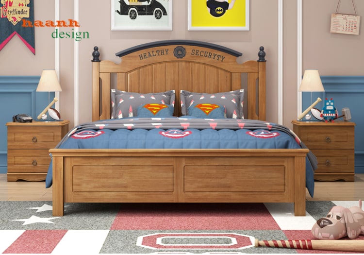 Giường đơn trẻ em gỗ tự nhiên
