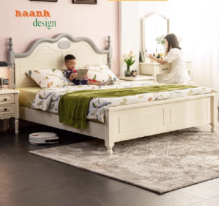 Giường ngủ trẻ em gỗ tự nhiên thiết kế an toàn