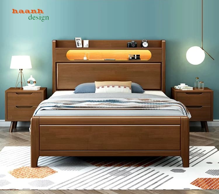 Giường GND 017 nhìn chính diện Giường đơn trẻ em gỗ tự nhiên GND 017 nhìn chính diện