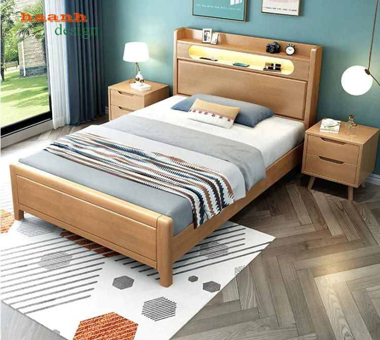 Phối cảnh giường và tủ đầu giường Phối cảnh giường GND 017 cùng tủ đầu giường