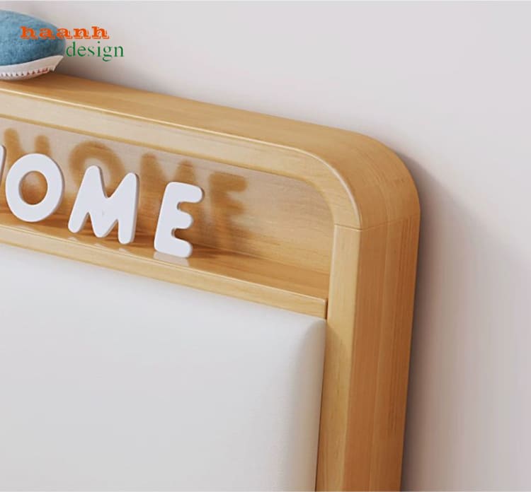 Chi tiết đầu giường GND 018 Cận cảnh đầu giường GND 018 bo cong và hốc trang trí