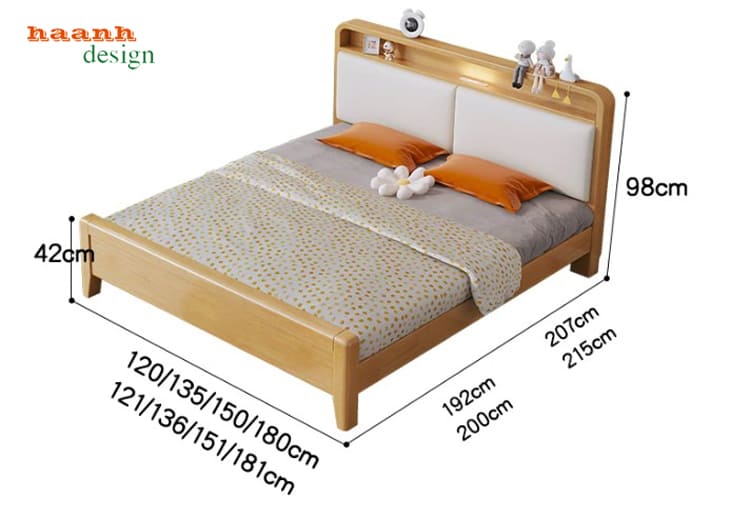 Kích thước GND 018 phương án cơ bản Sơ đồ kích thước GND 018 phương án đuôi giường thấp