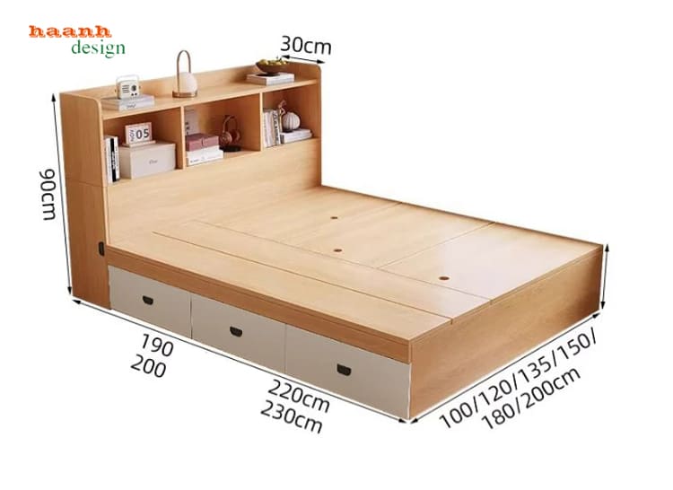 giường gỗ công nghiệp cao cấp phủ melamine chống ẩm