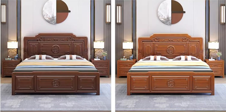 Bộ giường ngủ gỗ tự nhiên gỗ sồi Nga cao cấp