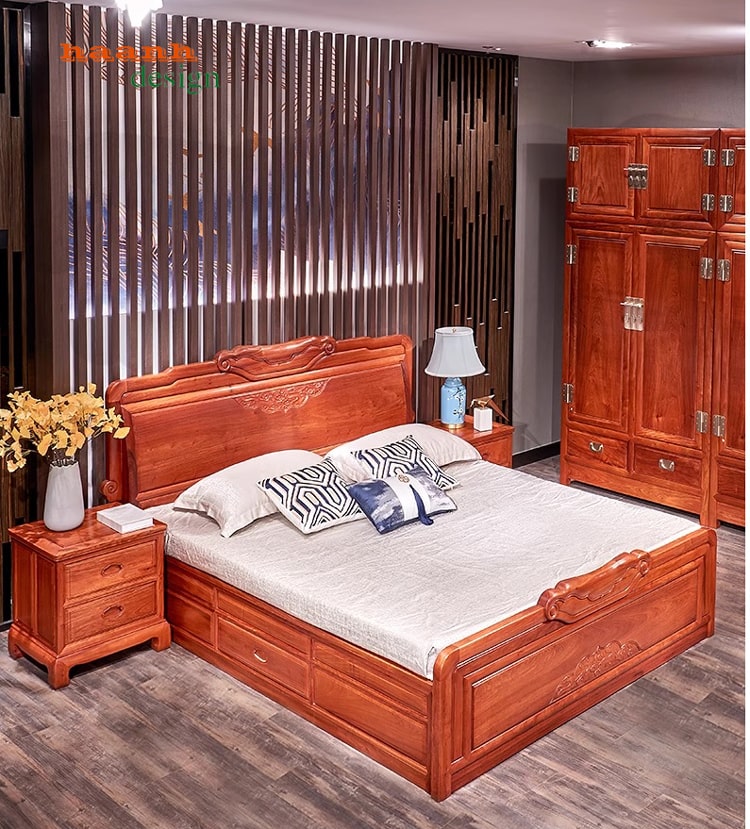 Giường ngủ gỗ tự nhiên giả cổ