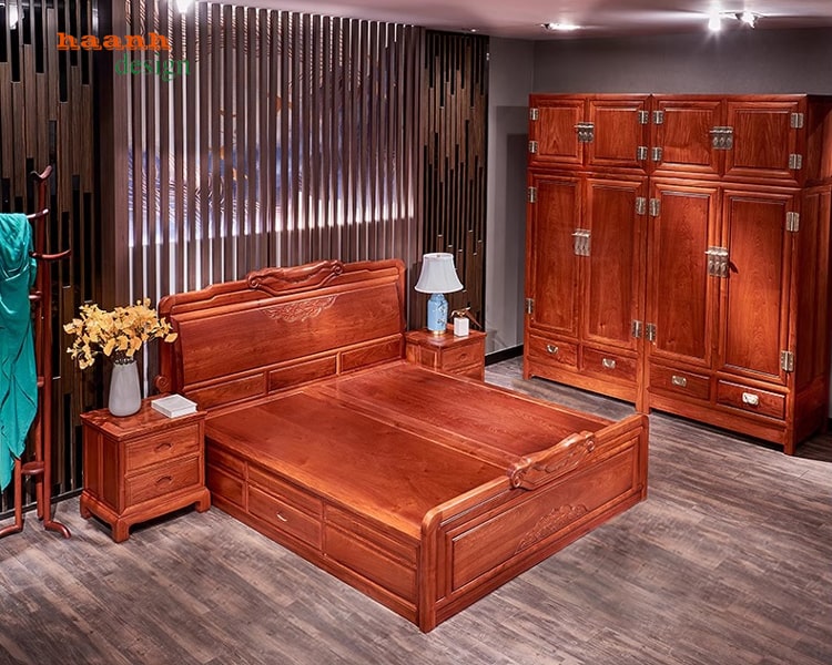Giường ngủ gỗ tự nhiên giả cổ