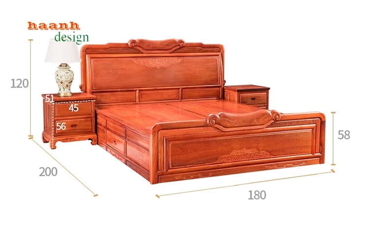 Giường ngủ gỗ tự nhiên giả cổ