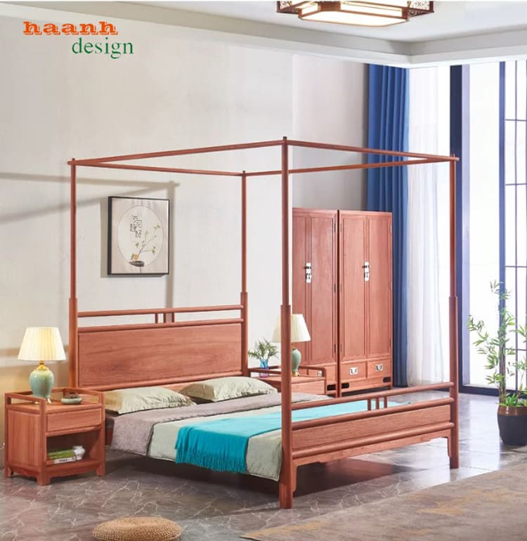 Giường ngủ gỗ hương nhập khẩu – Nâng tầm không gian sống-GNC 014