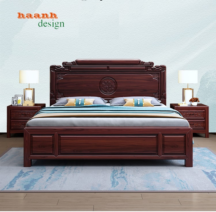 Giường ngủ gỗ tự nhiên chạm khắc