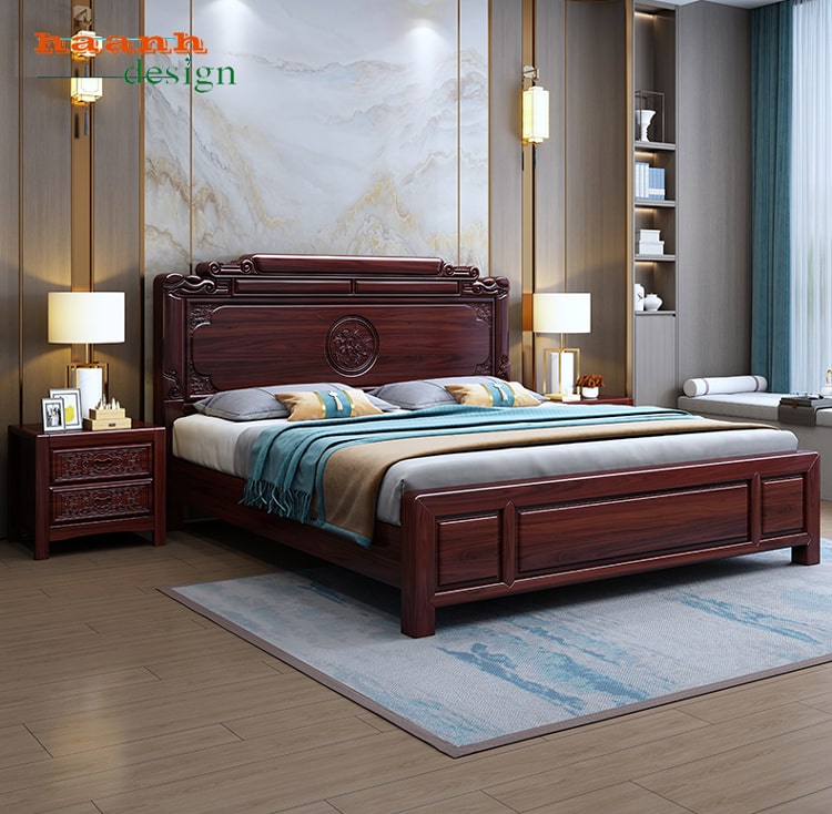 Giường ngủ gỗ tự nhiên chạm khắc