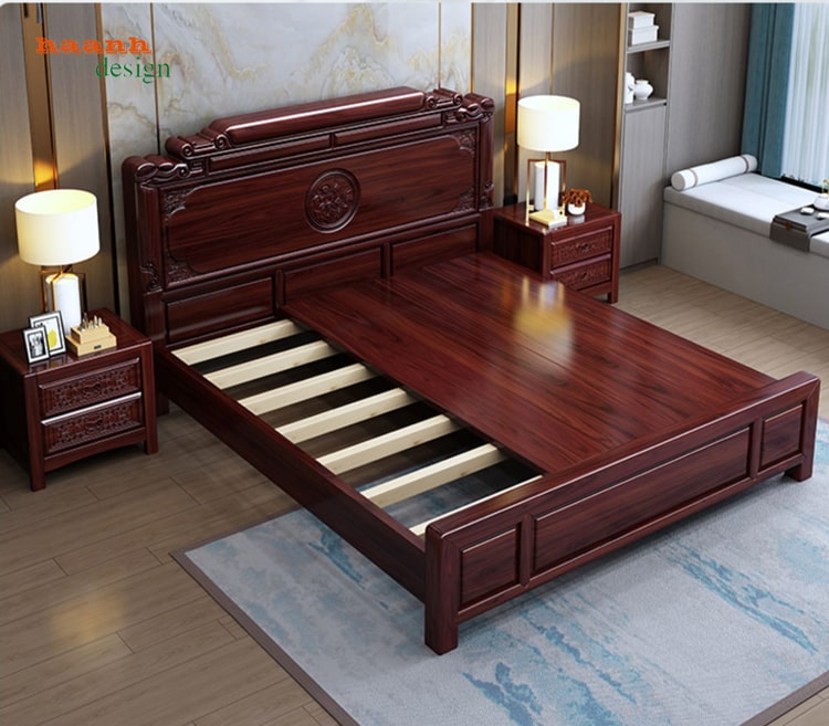 Giường ngủ gỗ tự nhiên chạm khắc