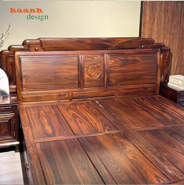 Đầu giường ngủ gỗ mun giả cổ
