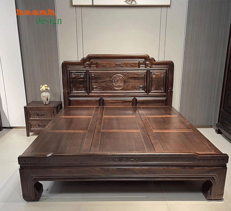 Giường ngủ giả cổ gỗ tự nhiên