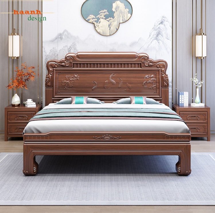 Giường ngủ gỗ tự nhiên giả cổ