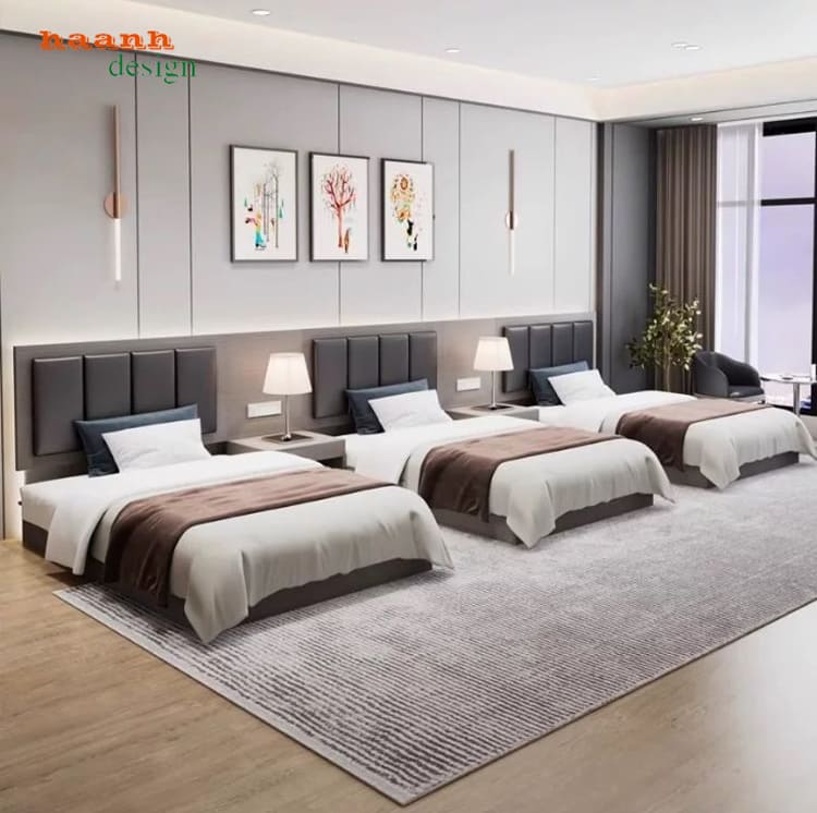 giường gỗ khách sạn hiện đại cao cấp