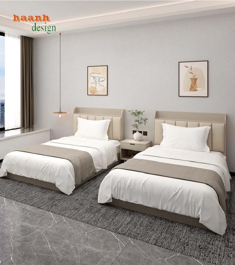 giường gỗ khách sạn MDF phủ Melamine