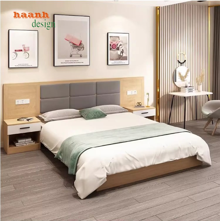 giường khách sạn gỗ