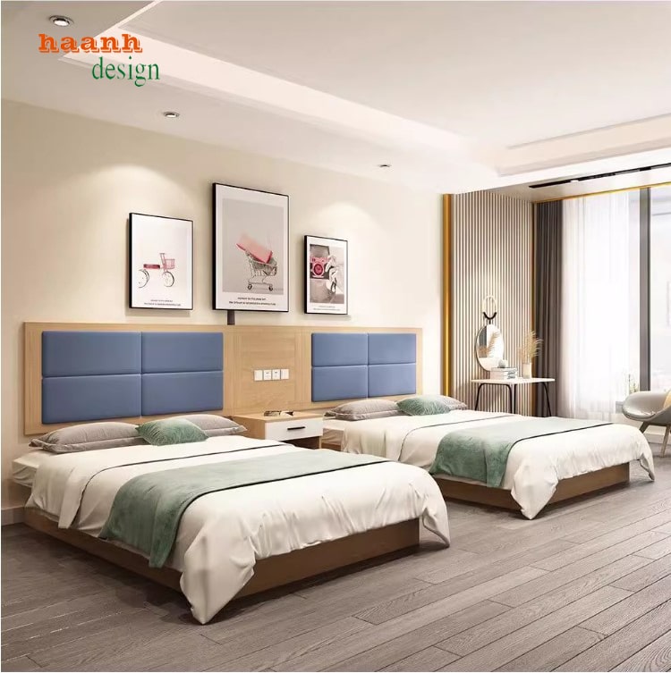 giường khách sạn gỗ