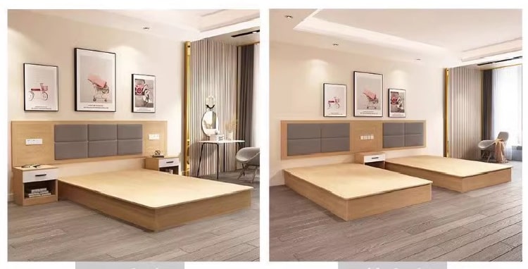 giường khách sạn gỗ